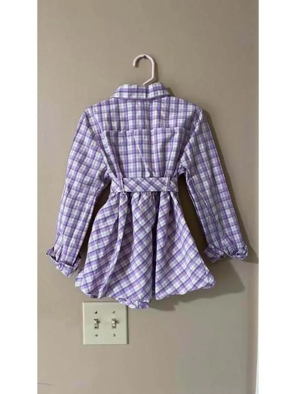 Gymboree Girls Purple Plaid Ruffle Button-Front Shirt Dress Size 7